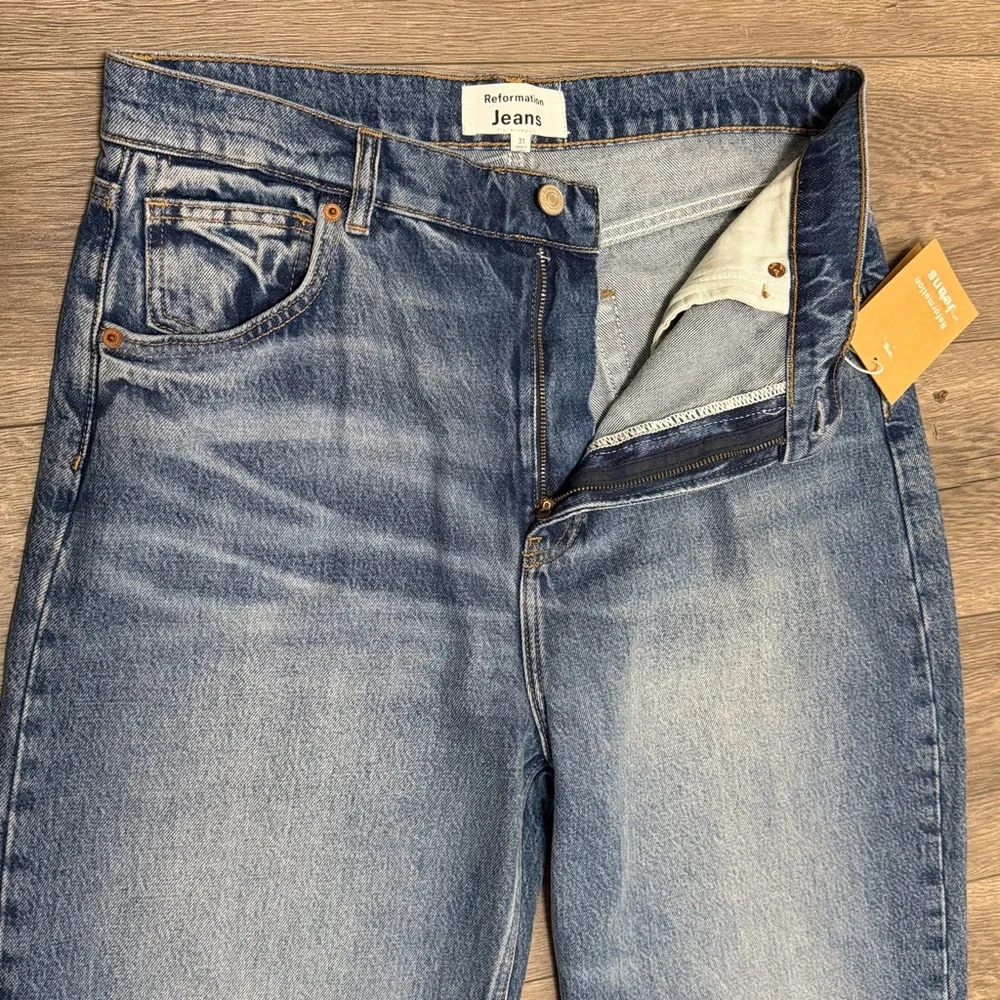 REFORMATION JEANS ABBY HIGH RISE STRAIGHT RIGID DENIM BLUE GALWAY Sz 31 NWT - Picture 10 of 12